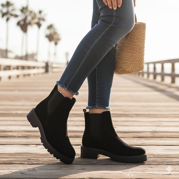 NIB Sam Edelman Womens Judah Black Stretch Booties Shoes - Picture 1 of 3
